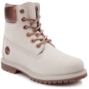 Off white/ cream and rose gold timberlands. Worn once